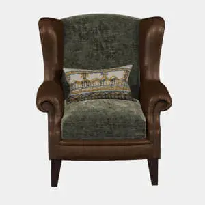 Constable Wing Chair Galveston Bark and Coco Velvet Olive